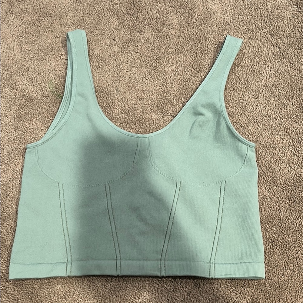 By Together Green Fitted Crop Tank Top